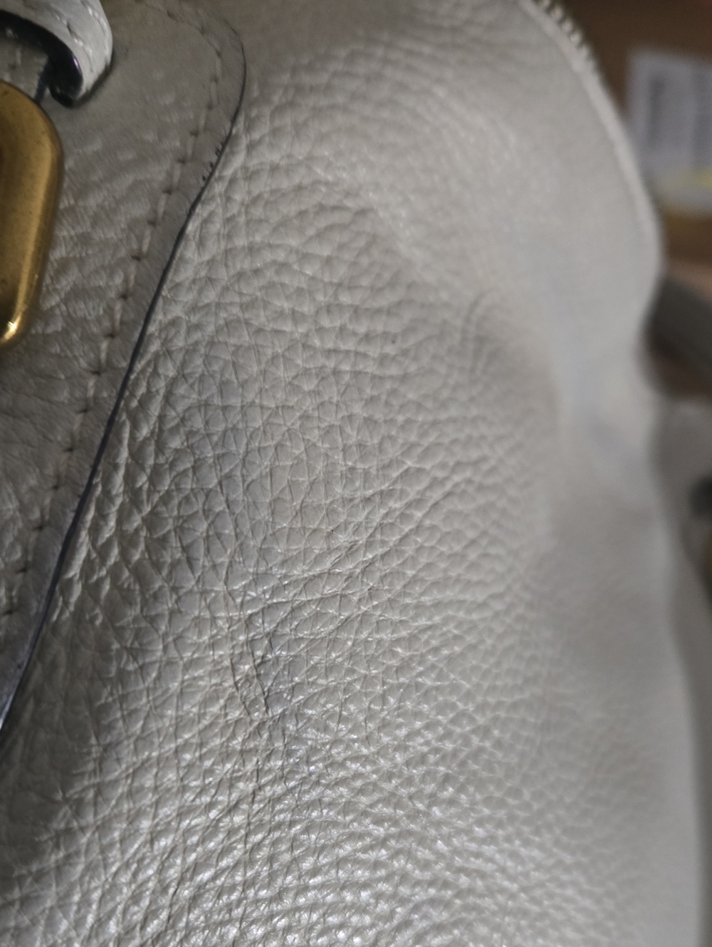 Prada Cream Leather Shoulder Bag with Gold-Tone Hardware - Picture 15 of 16